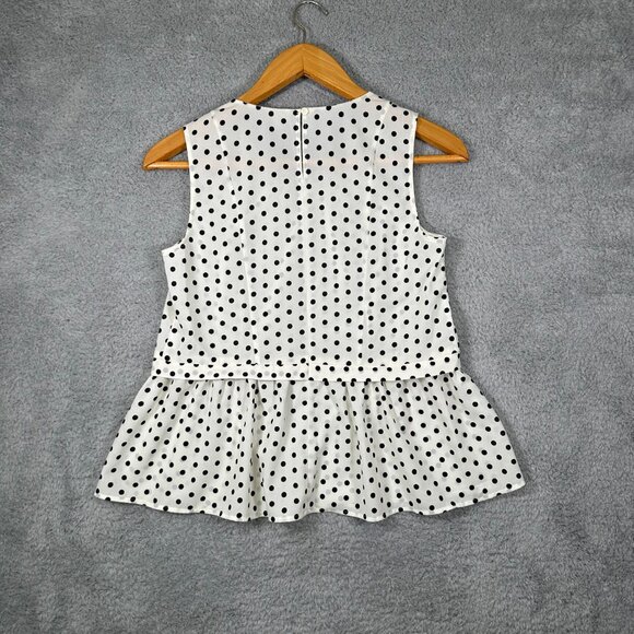 J Crew Polka Dot Sleeveless Flounce Top Size 4 - Picture 2 of 10
